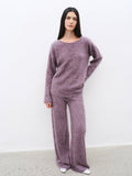 Half - Ripe Winter Cashmere Crewneck Sweater & Straight - Leg Pants Set - Luxury Knit Loungewear - BLCIamSurrealArtFashion