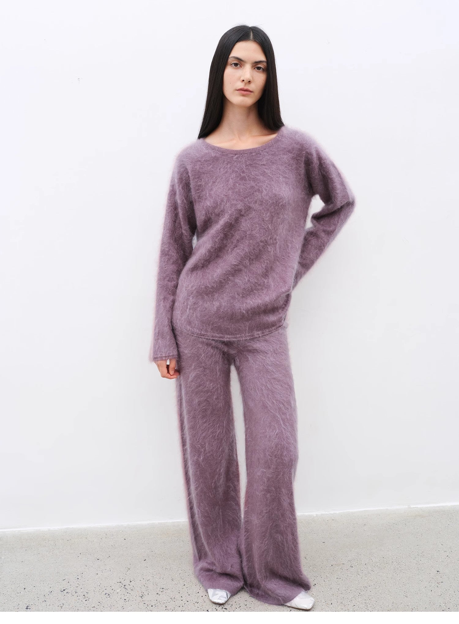 Half - Ripe Winter Cashmere Crewneck Sweater & Straight - Leg Pants Set - Luxury Knit Loungewear - BLCIamSurrealArtFashion