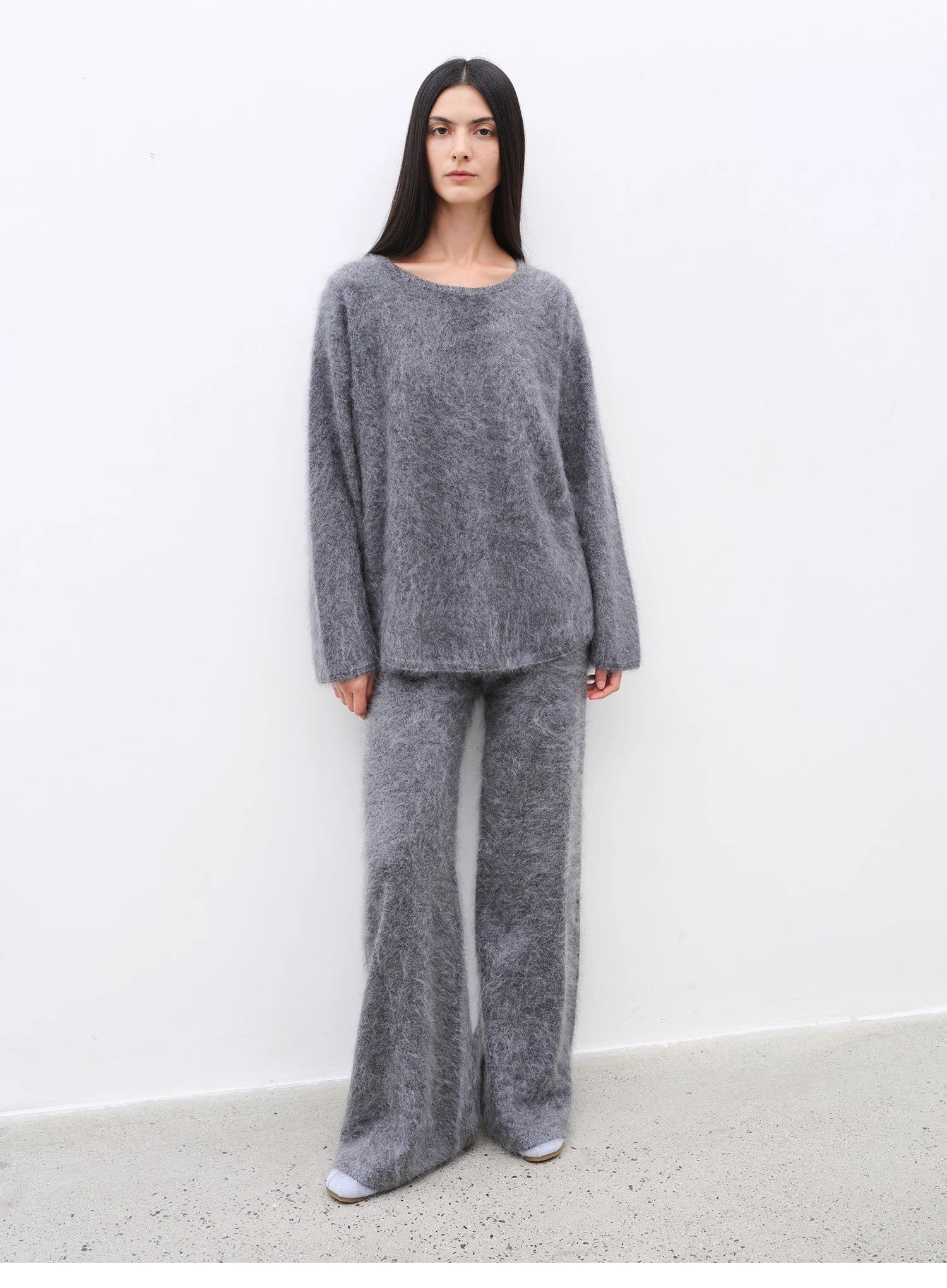 Half - Ripe Winter Cashmere Crewneck Sweater & Straight - Leg Pants Set - Luxury Knit Loungewear - BLCIamSurrealArtFashion