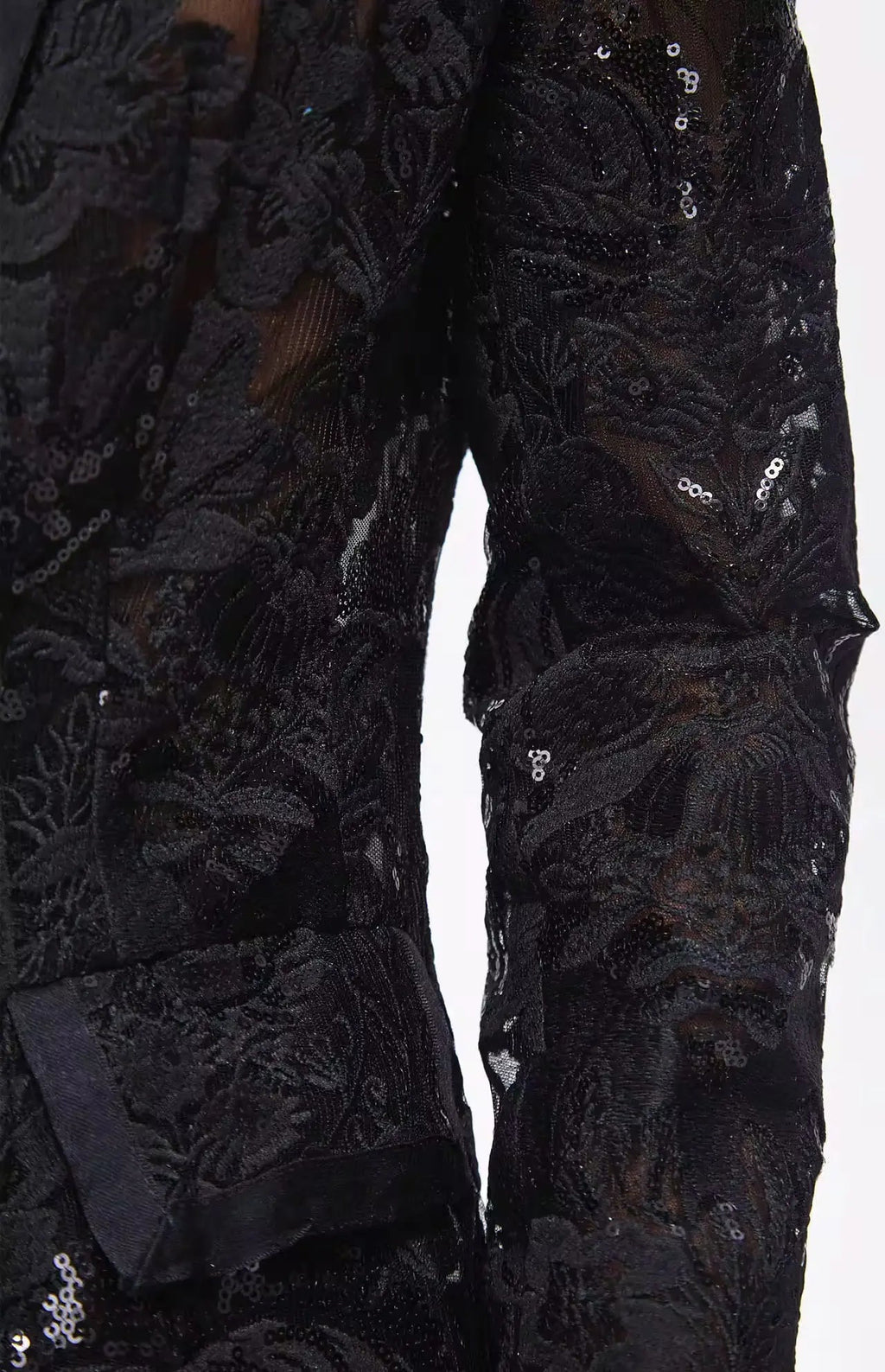 Carie Sequin Floral Blazer Set Black - BLCIamSurrealArtFashion