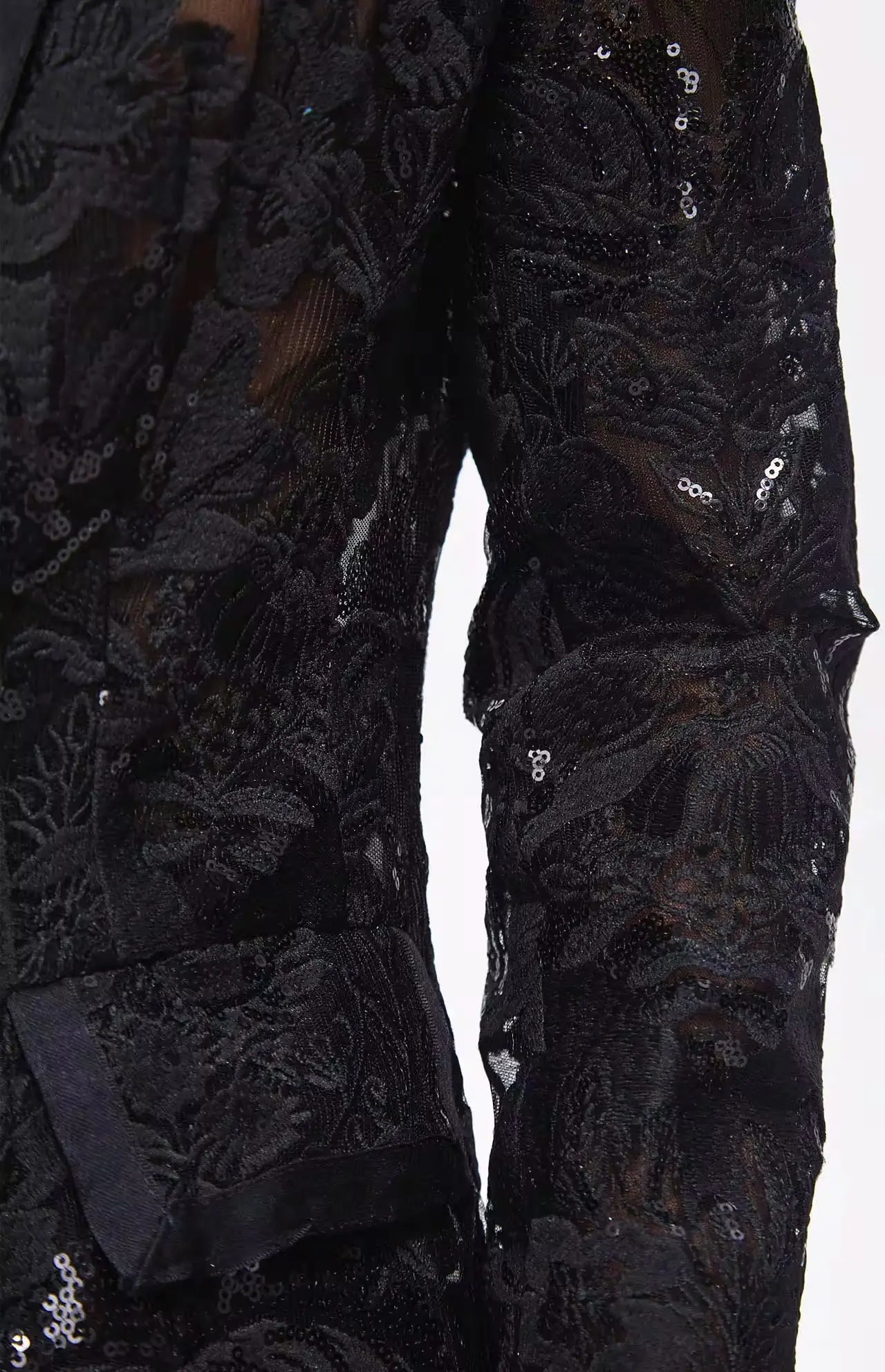 Carie Sequin Floral Blazer Set Black - BLCIamSurrealArtFashion