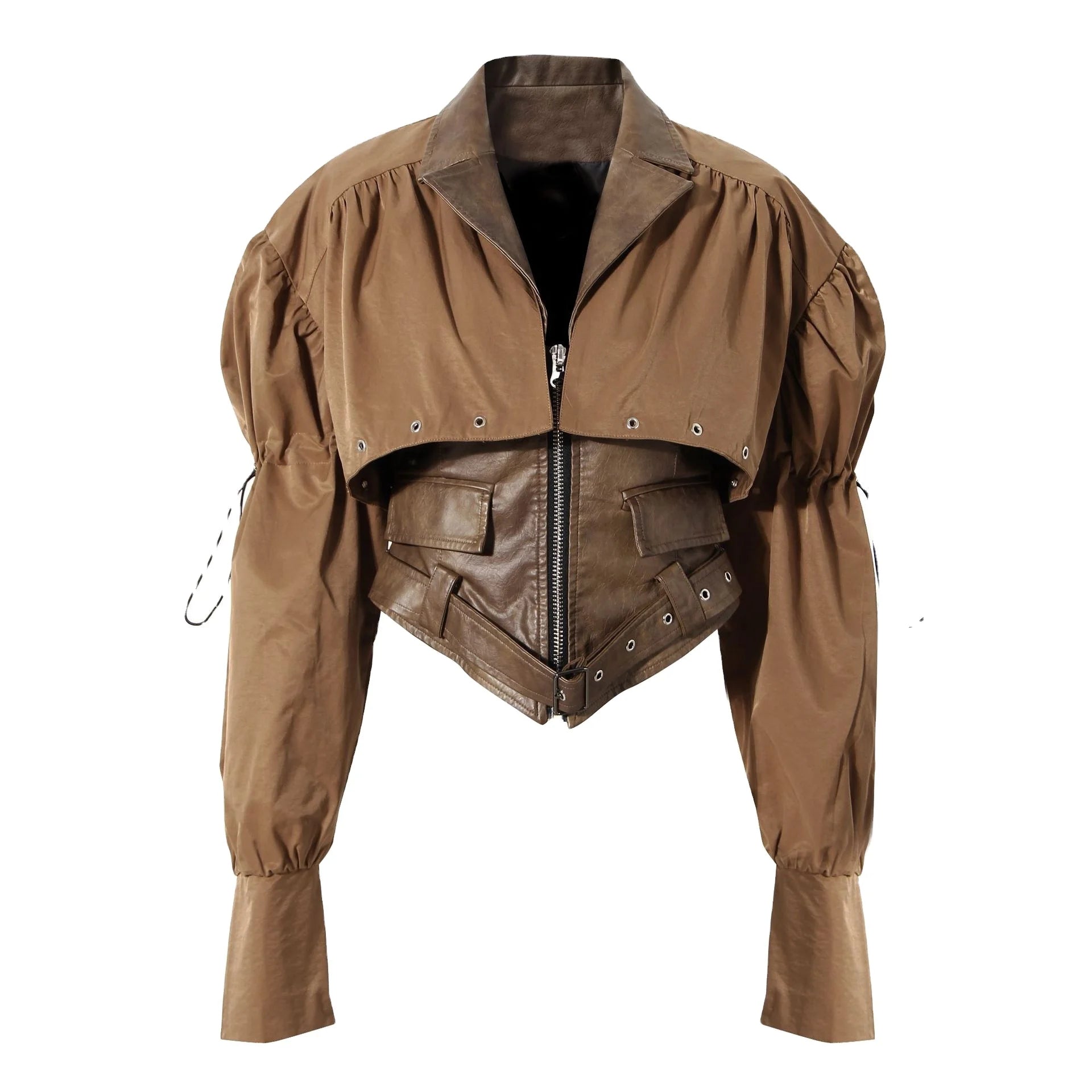 Motorcycle Cape Outwear Coat PU Vintage Women Jackets Leather
