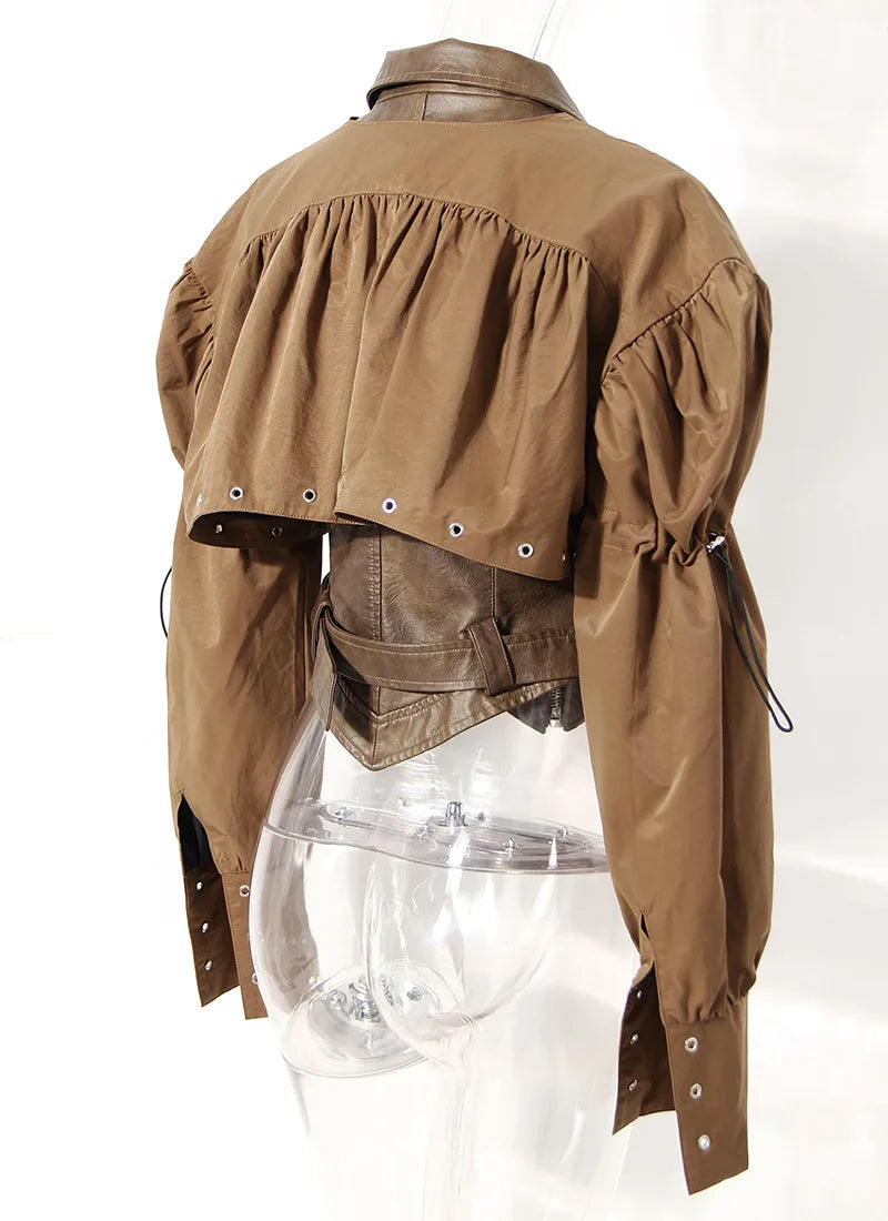 Motorcycle Cape Outwear Coat PU Vintage Women Jackets Leather