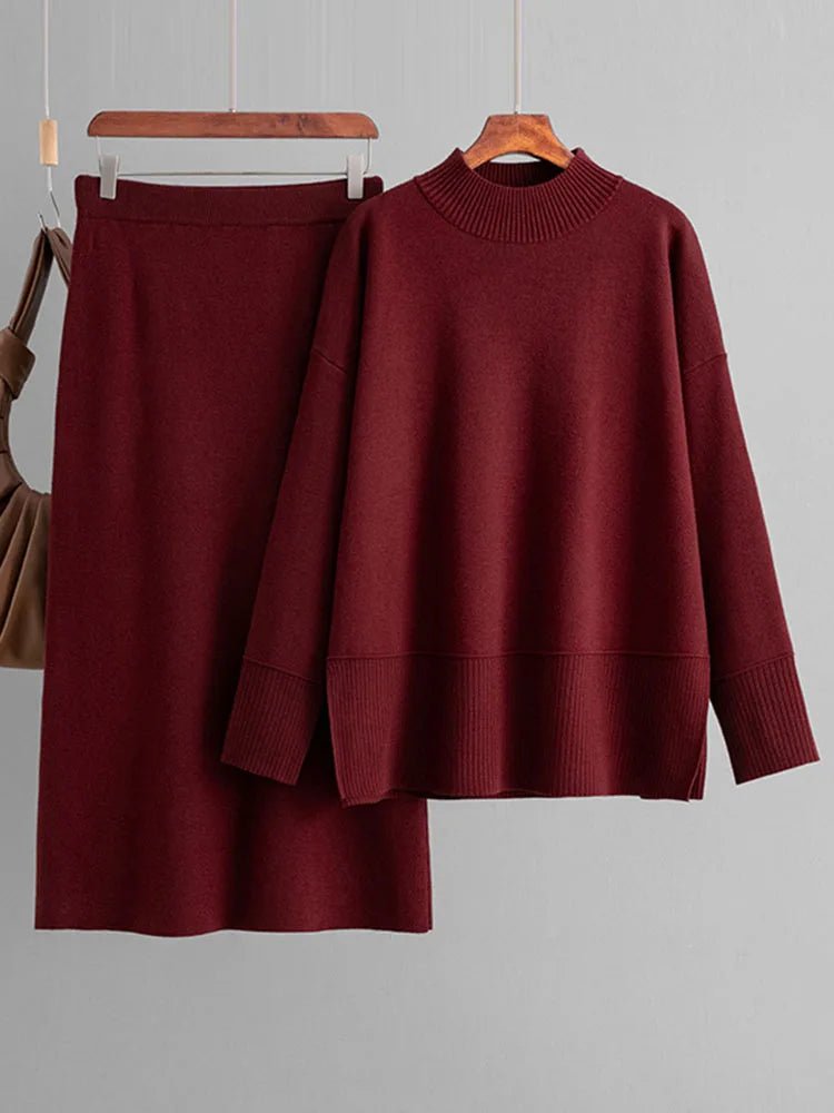 Burgundy Luxe Knit Set - BLCIamSurrealArtFashion