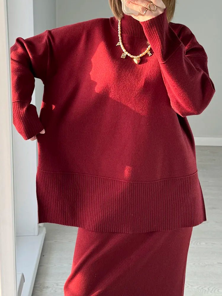 Burgundy Luxe Knit Set - BLCIamSurrealArtFashion