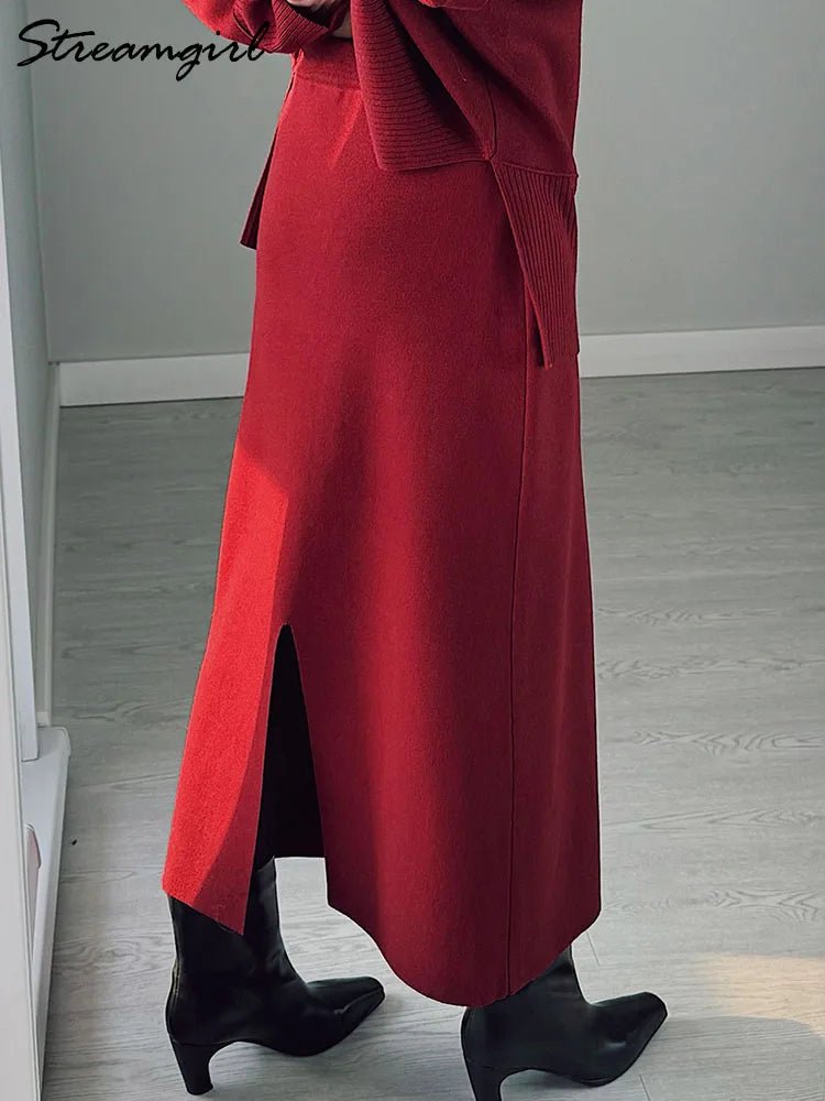 Burgundy Luxe Knit Set - BLCIamSurrealArtFashion