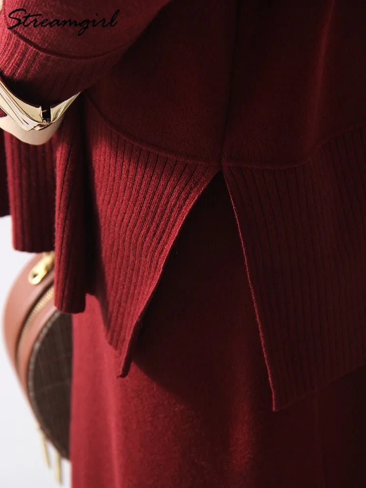 Burgundy Luxe Knit Set - BLCIamSurrealArtFashion