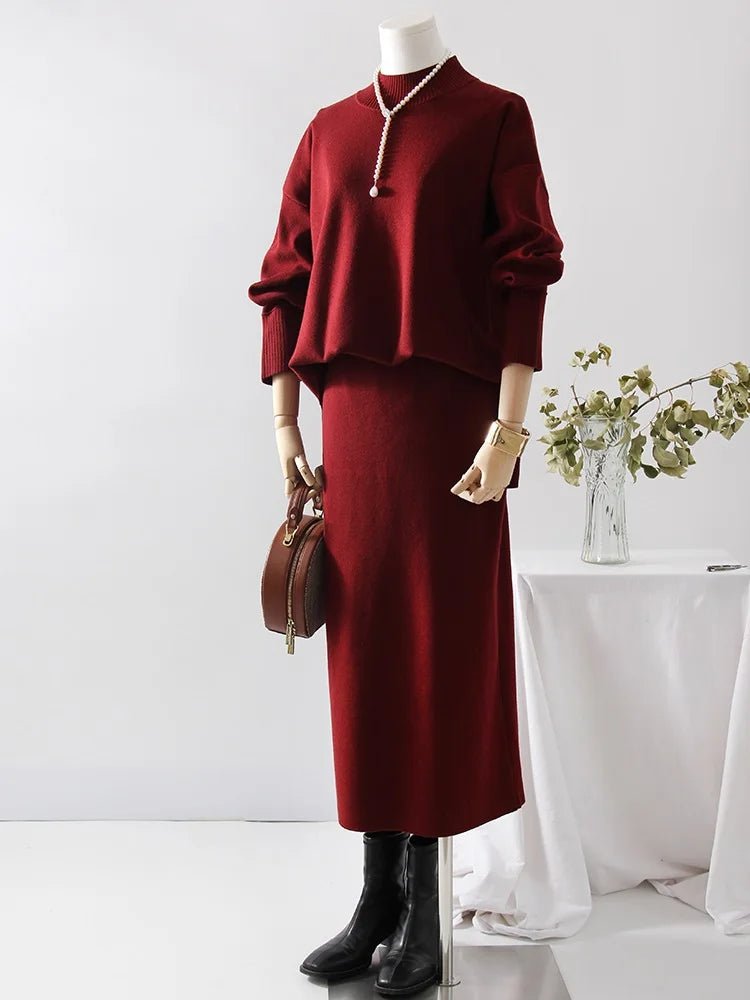 Burgundy Luxe Knit Set - BLCIamSurrealArtFashion