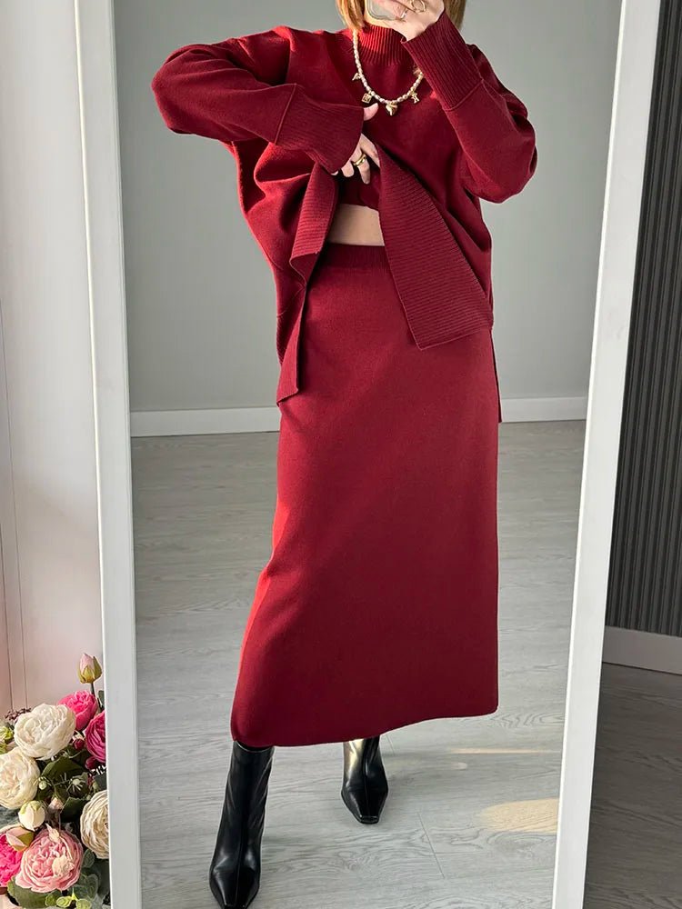 Burgundy Luxe Knit Set - BLCIamSurrealArtFashion