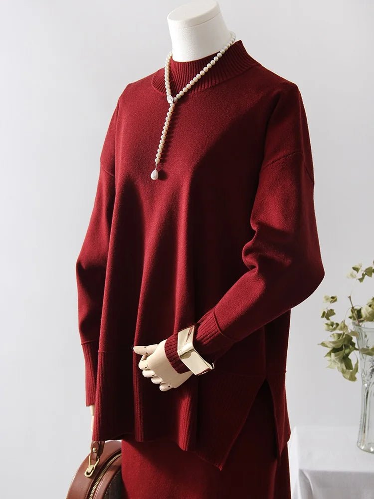 Burgundy Luxe Knit Set - BLCIamSurrealArtFashion