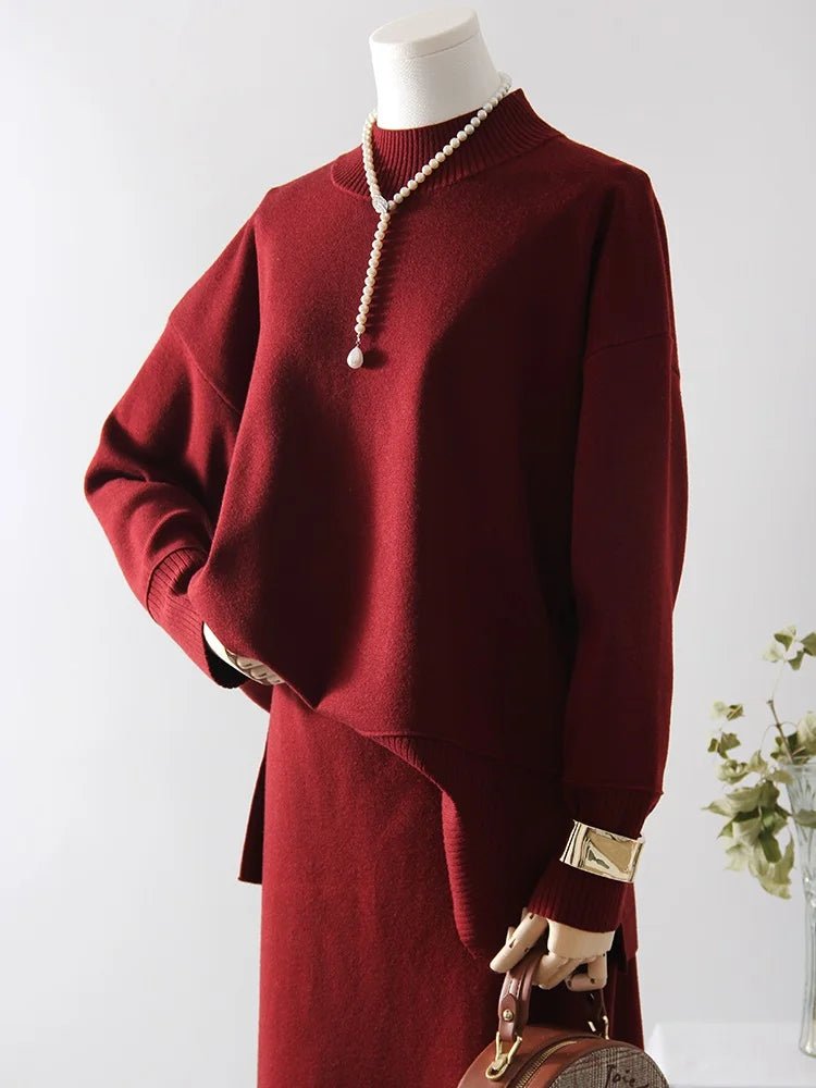 Burgundy Luxe Knit Set - BLCIamSurrealArtFashion
