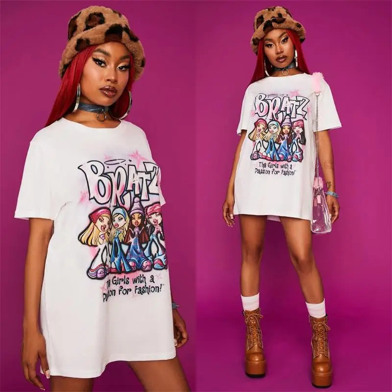 Harajuku BRATZ Female T-shirt Women's  Vintage Oversized