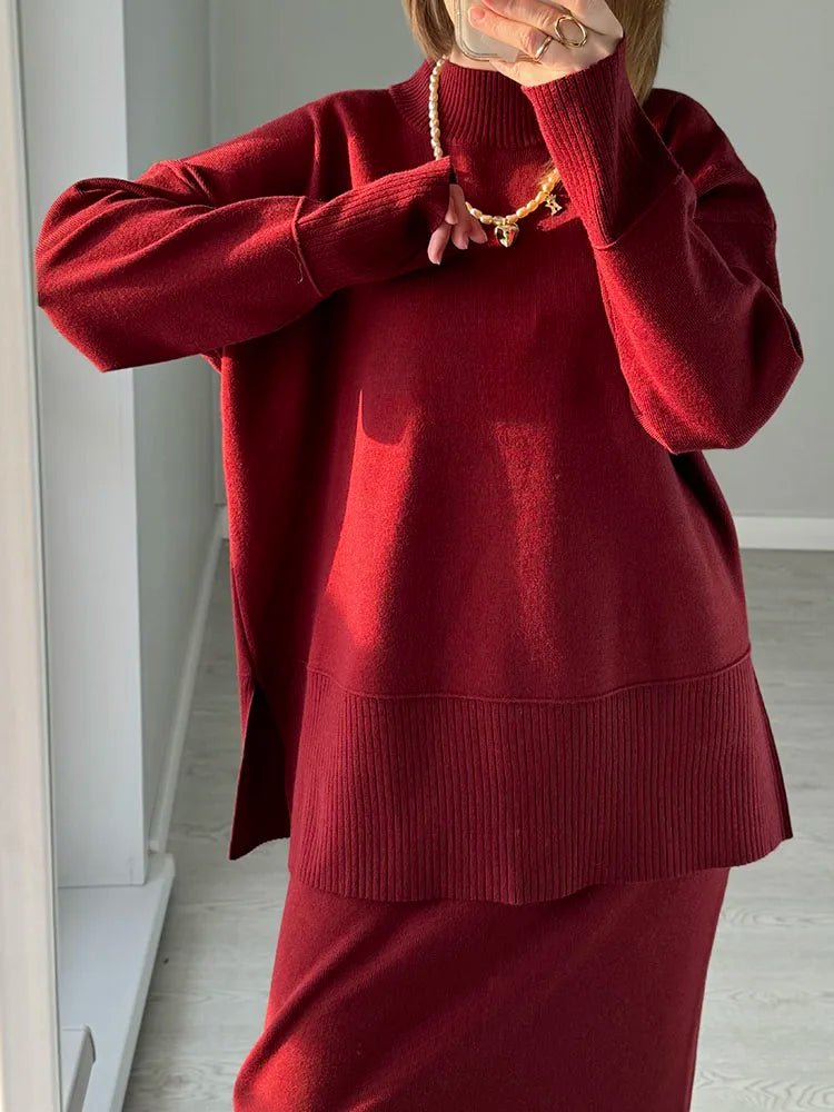 Burgundy Luxe Knit Set - BLCIamSurrealArtFashion