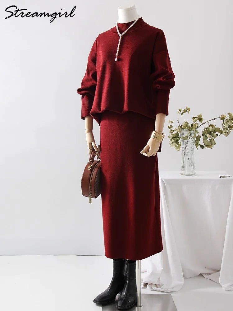 Burgundy Luxe Knit Set - BLCIamSurrealArtFashion