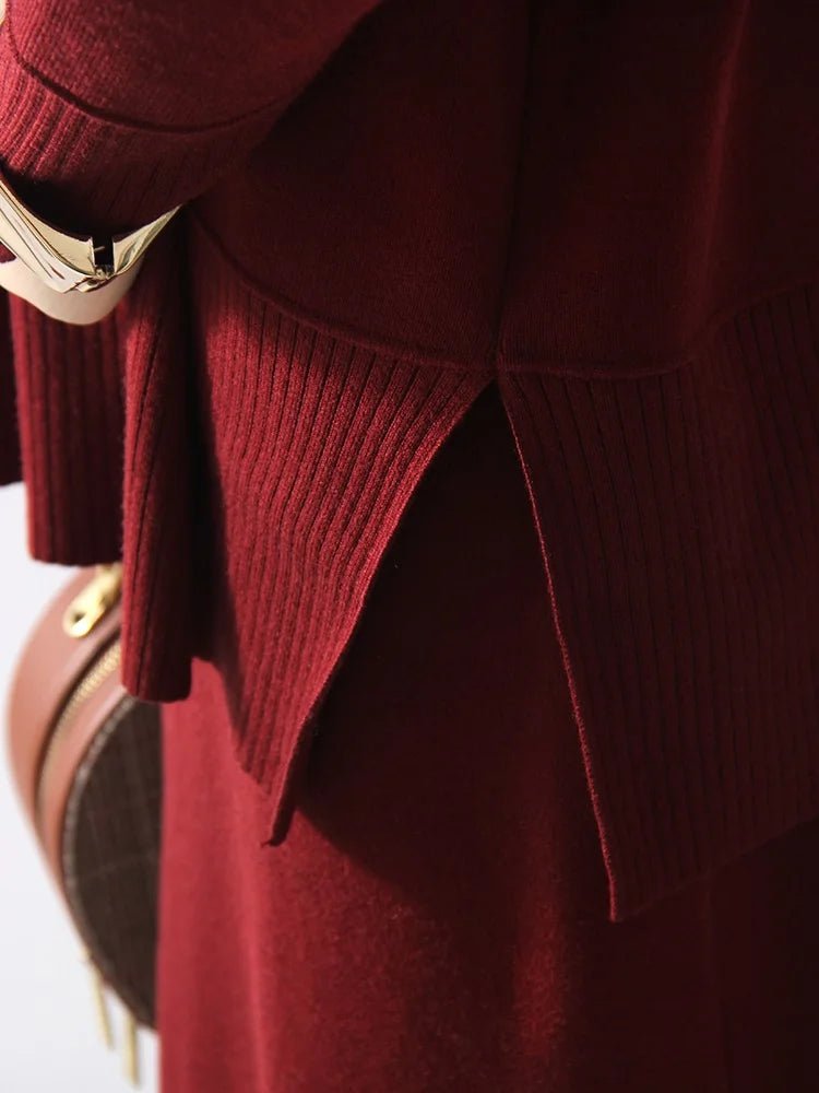 Burgundy Luxe Knit Set - BLCIamSurrealArtFashion