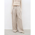 City Stroll Wide-Leg Pleated Trousers - Light Khaki