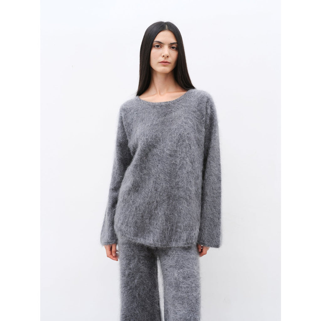 Half - Ripe Winter Cashmere Crewneck Sweater & Straight - Leg Pants Set - Luxury Knit Loungewear - BLCIamSurrealArtFashion