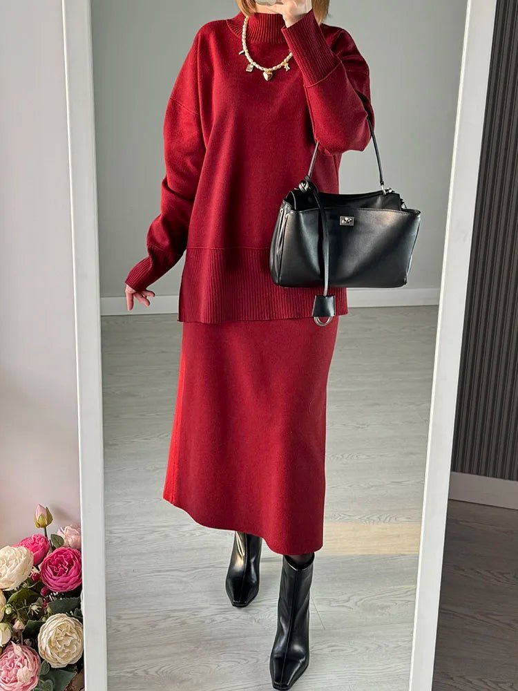 Burgundy Luxe Knit Set - BLCIamSurrealArtFashion