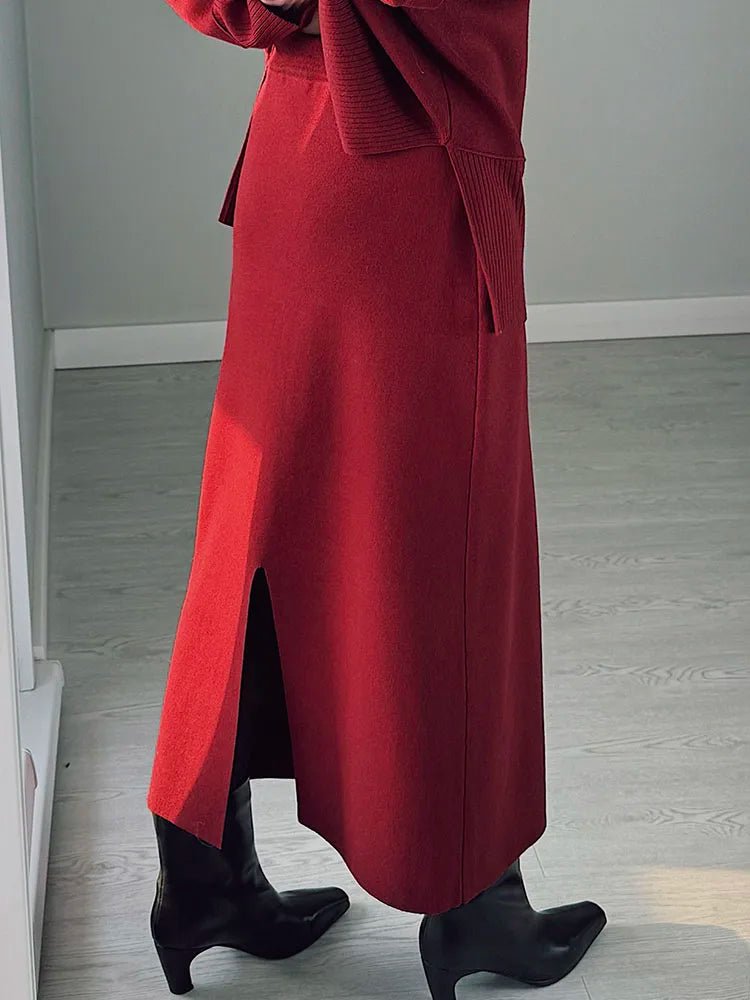 Burgundy Luxe Knit Set - BLCIamSurrealArtFashion