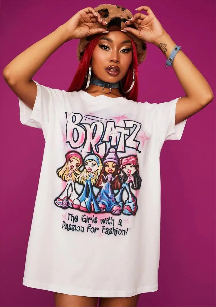 Harajuku BRATZ Female T-shirt Women's  Vintage Oversized