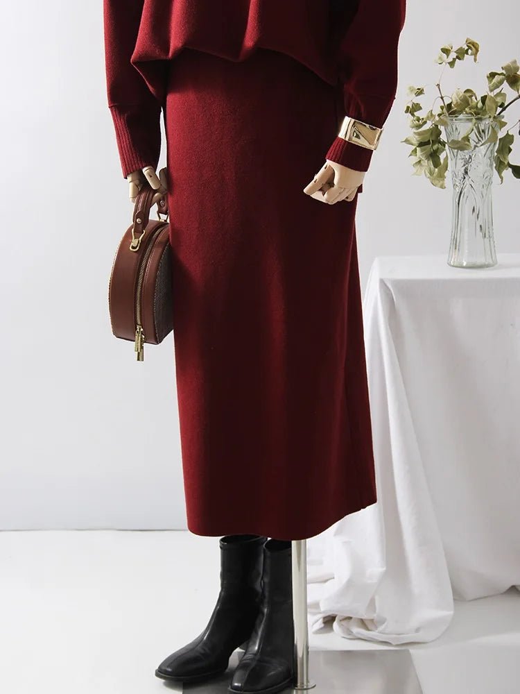 Burgundy Luxe Knit Set - BLCIamSurrealArtFashion