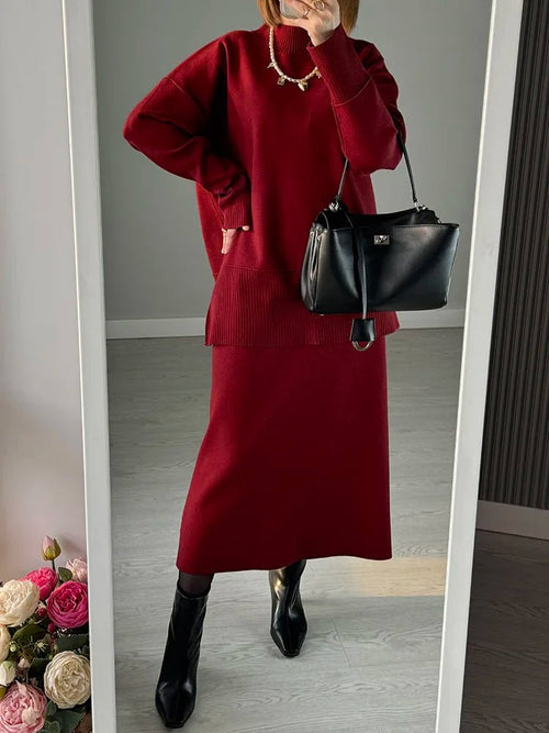 Burgundy Luxe Knit Set - BLCIamSurrealArtFashion