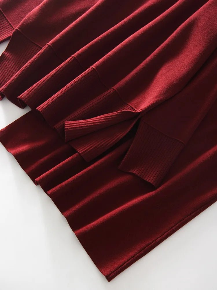 Burgundy Luxe Knit Set - BLCIamSurrealArtFashion