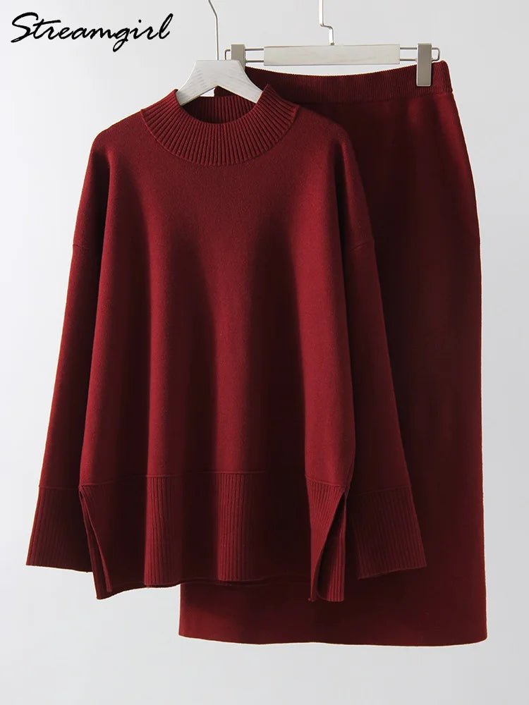 Burgundy Luxe Knit Set - BLCIamSurrealArtFashion