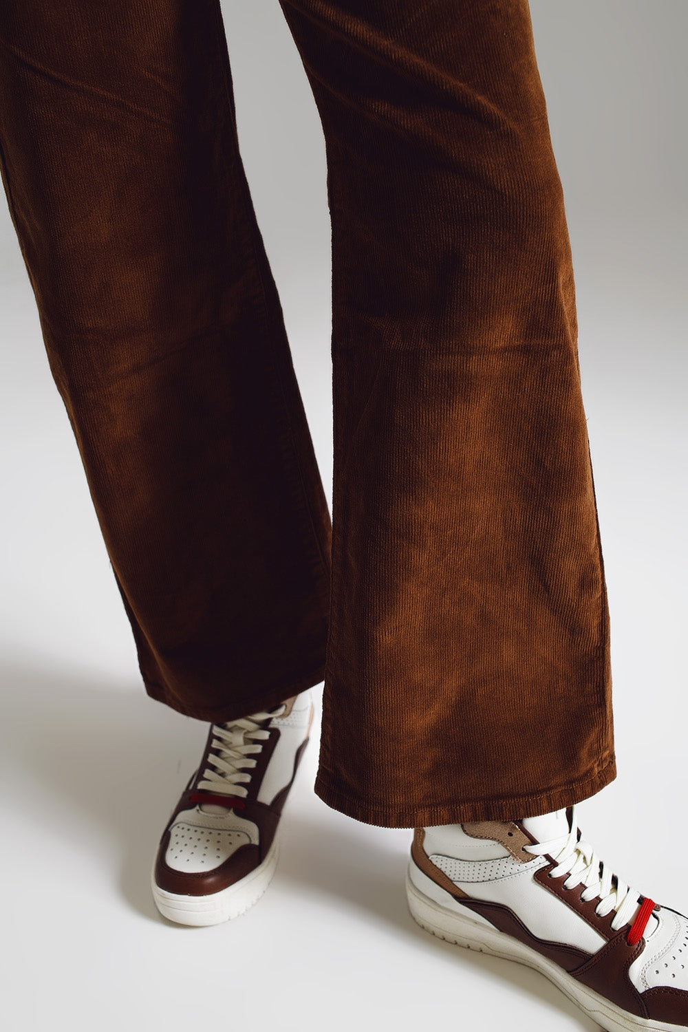 Cropped Cord Pants in Brown - Wide Leg Corduroy.