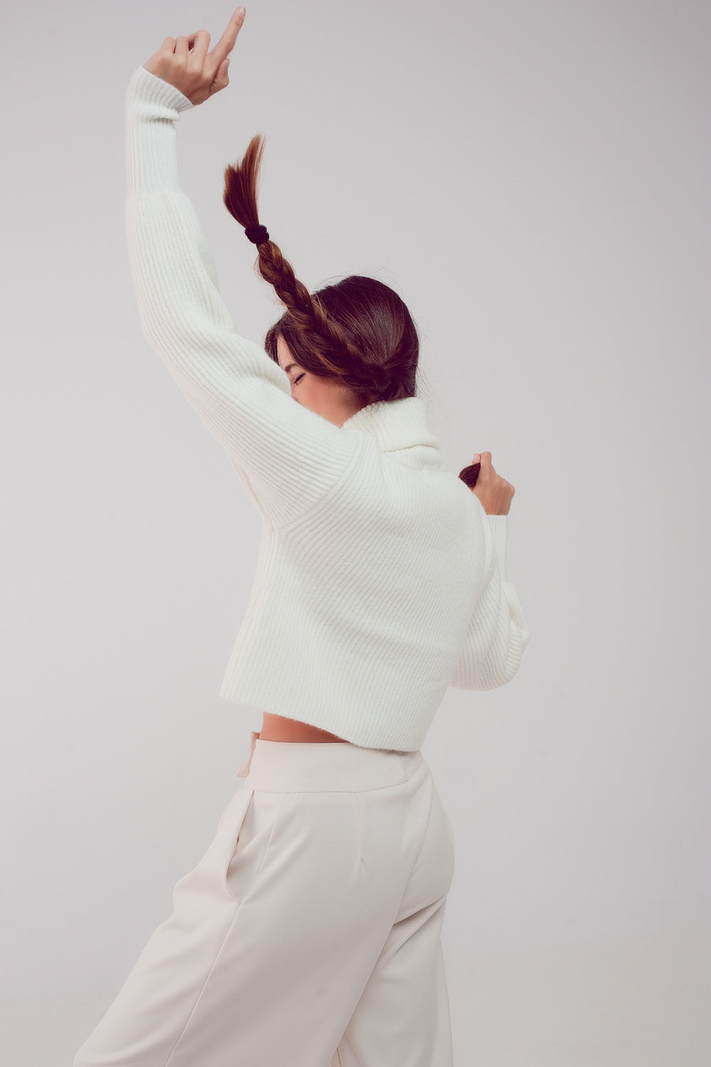 Balloon Sleeve Jumper in Cream - Sculptural Knit.