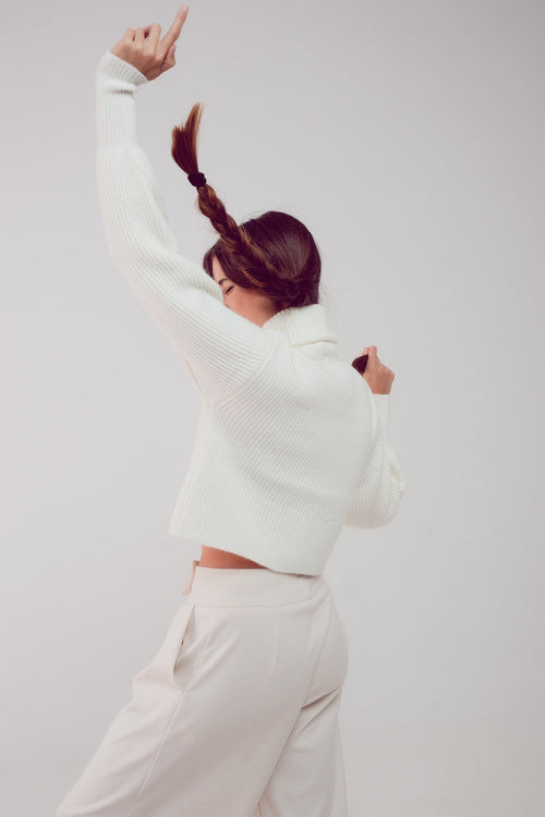 Balloon Sleeve Jumper in Cream - Sculptural Knit.