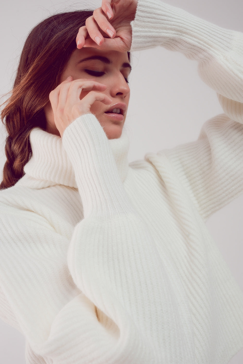 Balloon Sleeve Jumper in Cream - Sculptural Knit.