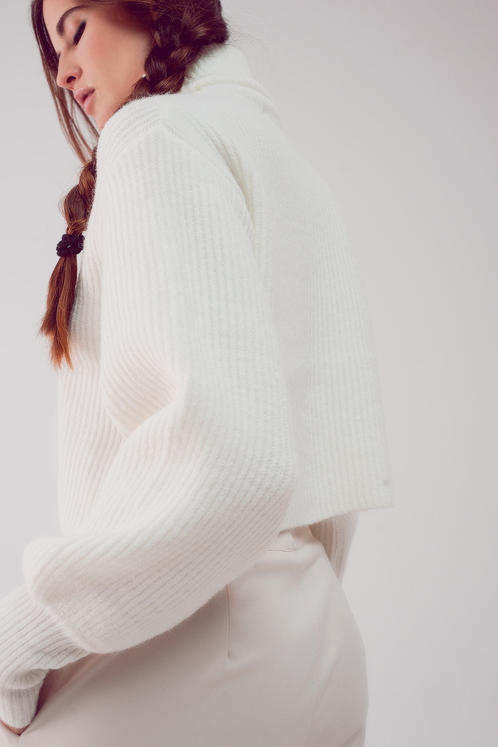 Balloon Sleeve Jumper in Cream - Sculptural Knit.
